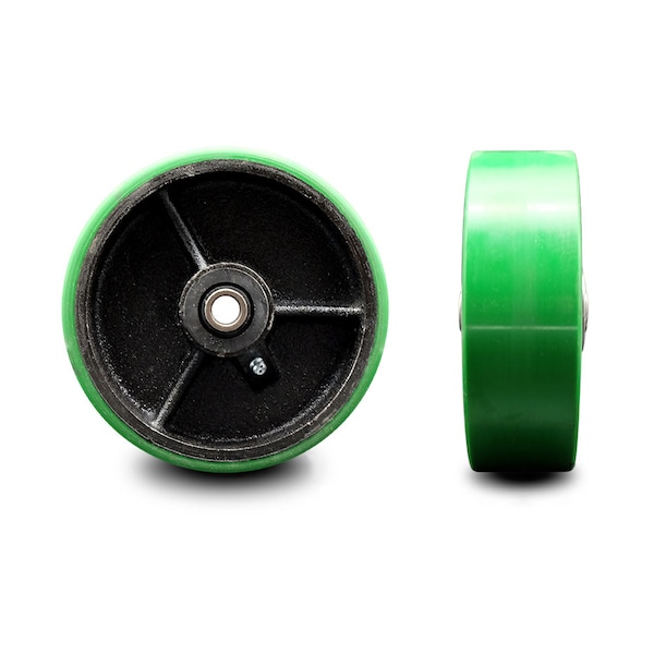 SCC-5" Green Poly on Cast Iron Wheel Only w/Roller Bearing-1/2"Bore-1000 lb Cpty